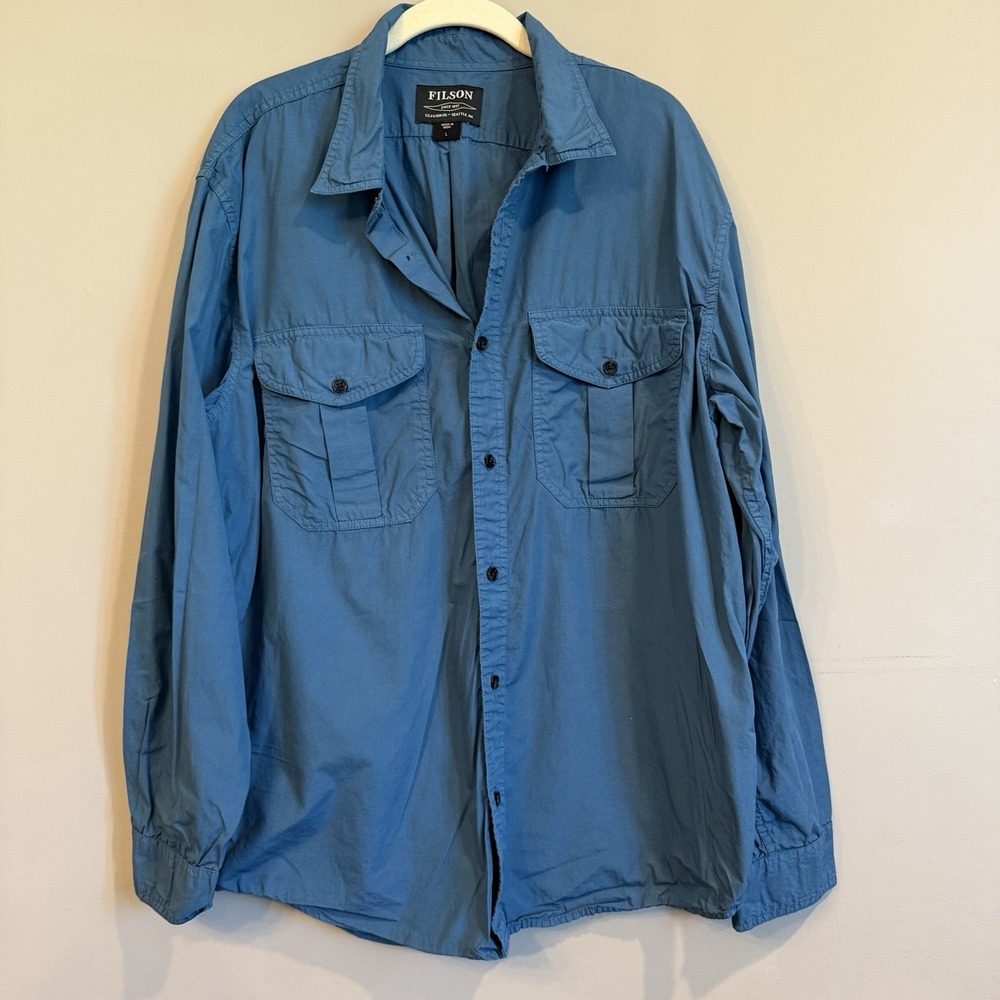 Filson‎ Lightweight Guide Shirt Large Blue Fishing Hunting